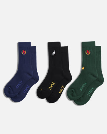 Pigeon Logo Socks 3Pk - Socks | Staple Pigeon